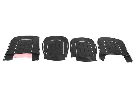 Triumph TR3 Front Seat Cover Kit - Black Vinyl with White Piping - RW3022BLACK